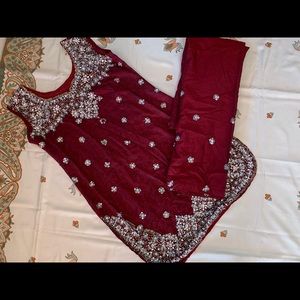 Burgundy Salwar Kameez Suit with Sequined Details